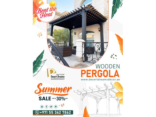 Sun Shades Wooden Pergolas Dubai | BBQ Pergola | Hut Design Pergola Uae.