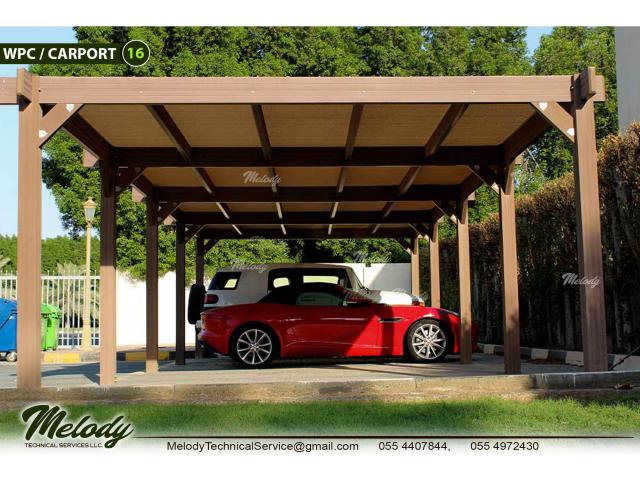 Car Parking Shades in UAE | Wooden Carport | Car Parking Pergola Dubai