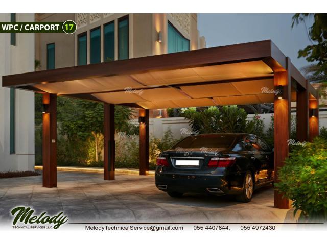 Car Parking Shades in UAE | Wooden Carport | Car Parking Pergola Dubai