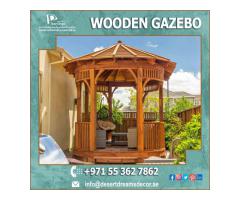 Wooden Gazebo Seating Area in Uae | Teak Wood Gazebo | Dubai | Al Ain | Abu Dhabi.