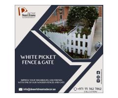 Multi-Color Wooden Fences Uae | Free Standing Fence | White Picket Fence Dubai.