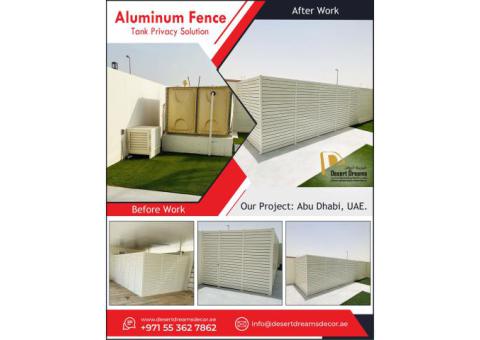 Tank Privacy Aluminum Fences in Uae | Aluminum Slatted Fences and Gates in Dubai.