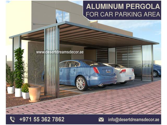 Car Parking Aluminum Pergola in Abu Dhabi, Al Ain, Uae.