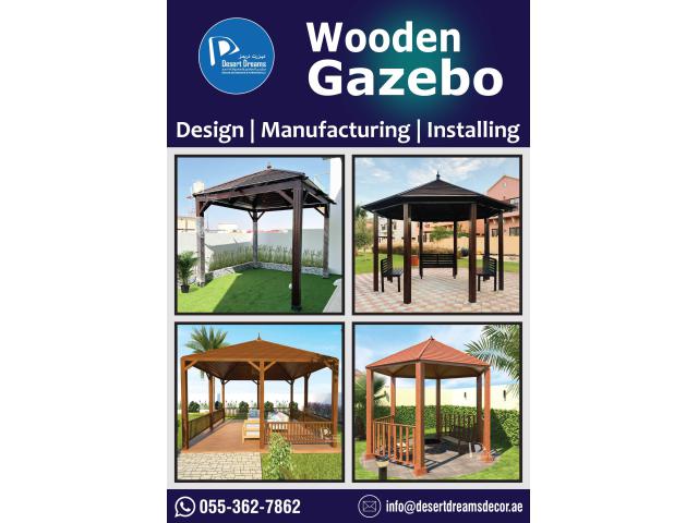 Outdoor Sitting Wooden Gazebo Dubai | Garden Gazebo Design | Backyard Gazebo Uae.