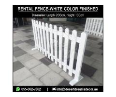 Rental Fence for Uae Events | White Picket Fence | Self Standing Fence Suppliers in Dubai.