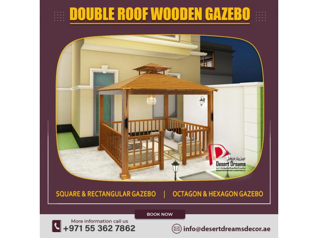Double Roof Wooden Gazebo in Uae.