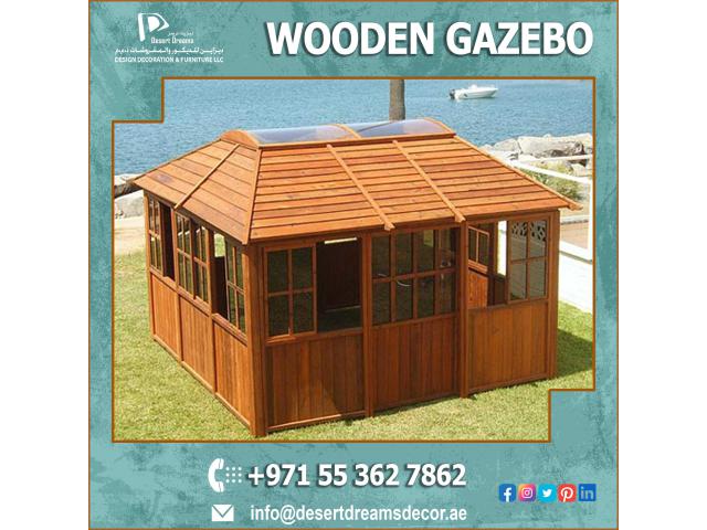 Octagon Shape Wooden Gazebo Dubai | Wooden Gazebo and Decking in Uae.