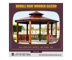 Double Roofing Wooden Gazebo in Dubai | Teak Wood Gazebo Manufacturer in Uae.
