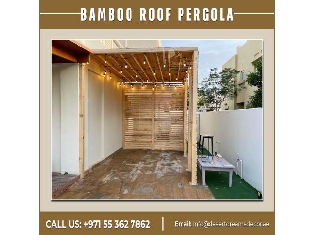 Bamboo Roofing Pergola Uae | Aluminum Pergola | Wooden Pergola in Uae.