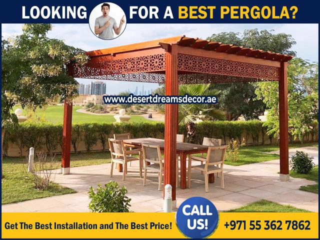 Restaurant Sitting Area Wooden Pergola | Kids Play Area Pergola | Outdoor Pergola Dubai.
