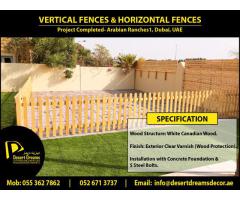 Swimming Pool Privacy Fence Dubai | White Picket Fence | Wooden Slatted Fences Uae.