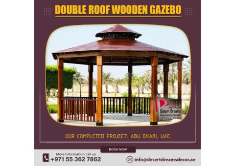 Wooden Roof Gazebo Dubai | Hexagon Shape Gazebo | Timber Gazebo in Uae.