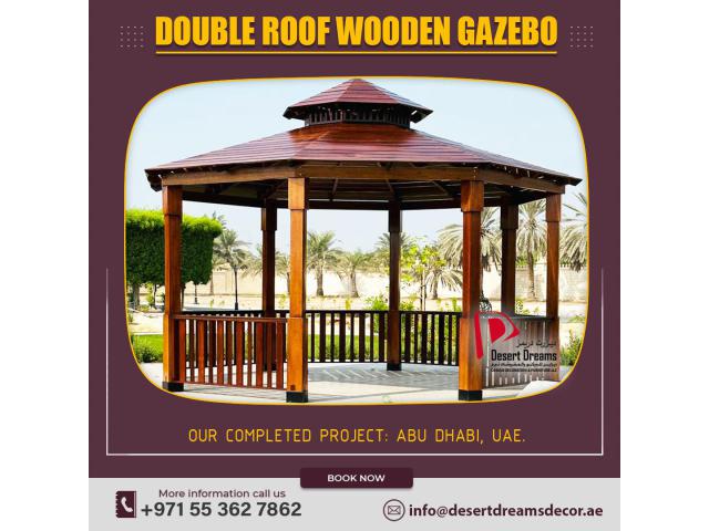 Seating Area Wooden Gazebo Uae | Solid Wood Gazebo | Wooden Gazebo Al Ain.