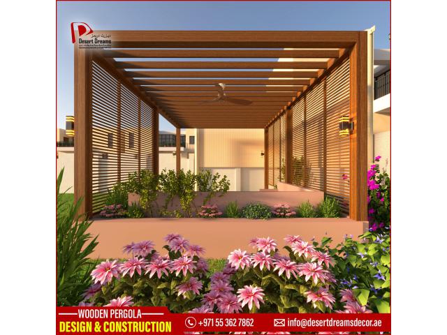 Wooden Sun Shades Dubai | Pergola Design | Teak Wood Pergola.