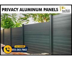 Aluminum Fence with Wood Texture Powder Coating | Aluminum Fence Panels Uae.
