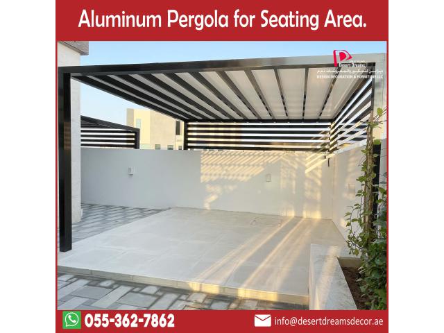 Wood Texture Aluminum Pergola in Uae | Louver Aluminum Pergola Suppliers in Uae.