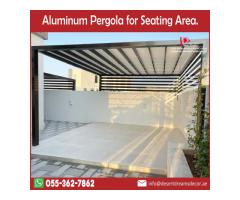 Wood Texture Aluminum Pergola in Uae | Louver Aluminum Pergola Suppliers in Uae.