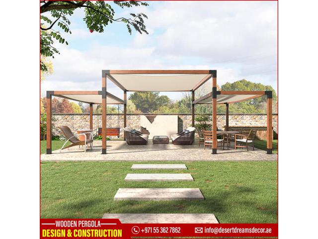 Outdoor Wooden Canopy Uae | Wooden Sun Shades | Wooden Cabana Uae.