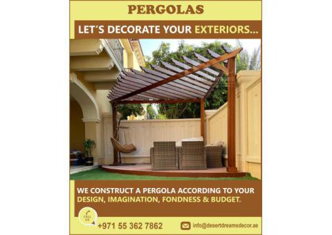 Timber Pergola Making in Uae | Restaurant Seating Pergola | Dubai | Abu Dhabi.