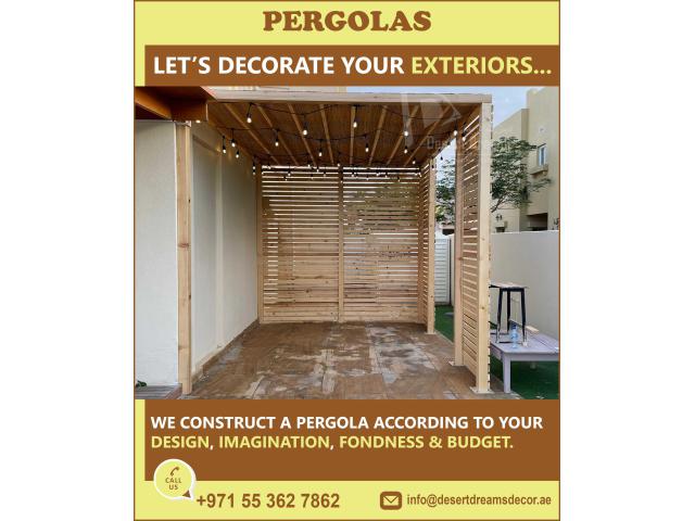 Timber Pergola Making in Uae | Restaurant Seating Pergola | Dubai | Abu Dhabi.