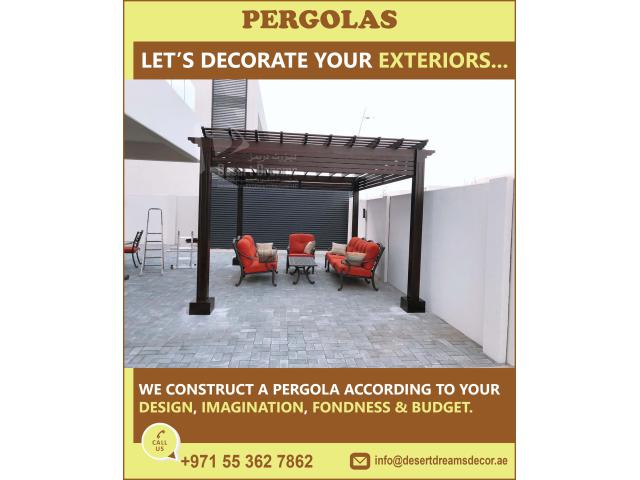 Timber Pergola Making in Uae | Restaurant Seating Pergola | Dubai | Abu Dhabi.