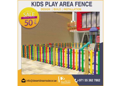 Rainbow Color Wooden Fencing in Uae | Natural Wood Fences Manufacturer in Uae.