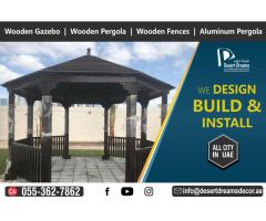 Meranti Wood Gazebo in Uae | Teak Wood Gazebo Manufacturer and Installing in Uae.