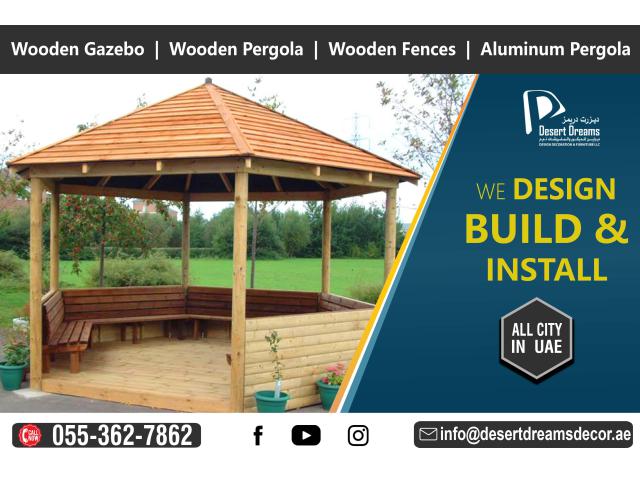 Meranti Wood Gazebo in Uae | Teak Wood Gazebo Manufacturer and Installing in Uae.