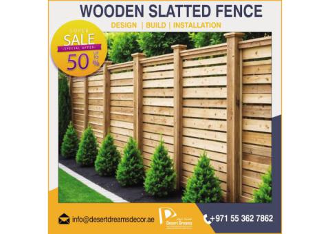 Backyard Fences Dubai | Vertical Wooden Fences | Villa Privacy Fences Dubai.