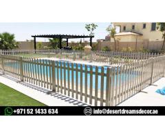 Outdoor Wooden Fences Dubai | Swimming Pool Fences | Solid Wood Fence Uae.