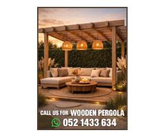 Sitting Area Wooden Pergola in Dubai | BBQ Pergola Design Uae.