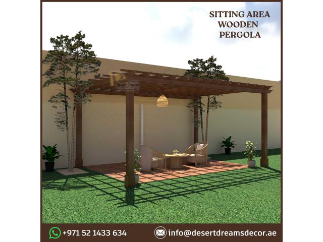 BBQ Area Wooden Pergola Dubai | African Teak Pergola in Uae.