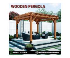 BBQ Area Wooden Pergola Dubai | African Teak Pergola in Uae.