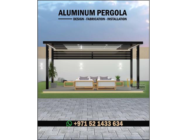 Outdoor Kitchen Pergola in Uae | Motorized Aluminum Pergola Suppliers in Uae.