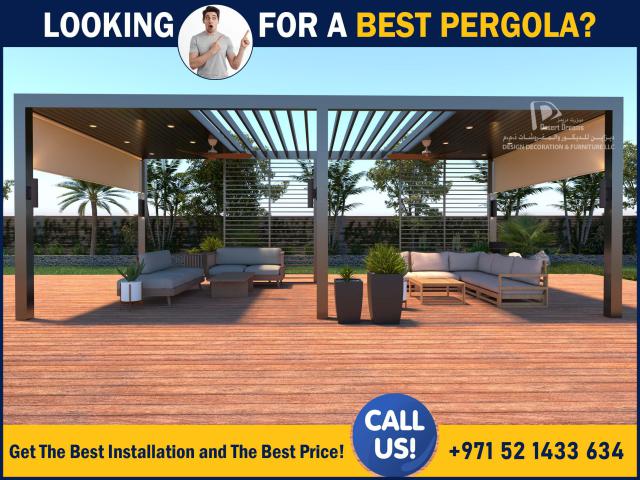 Retractable Shades Aluminum Pergola Uae | Motorized System Pergola Uae.