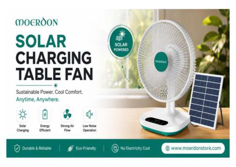 Energy-Efficient Solar Charging Table Fan for Everyday Comfort