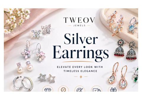 V Shaped Silver Stud Earrings