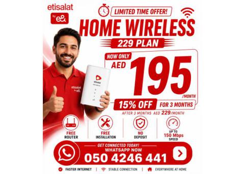 Etisalat Home wifi internet connection all over UAE
