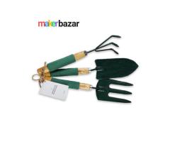 3Pcs Garden Tool Set with Wooden Handle & Foam Grip