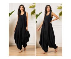 Black Round Sleeveless Jumpsuit - InWeave