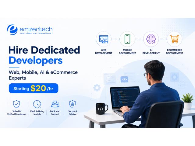 Hire Dedicated Developers – Web, Mobile, AI & eCommerce Experts | Starting $20/hr