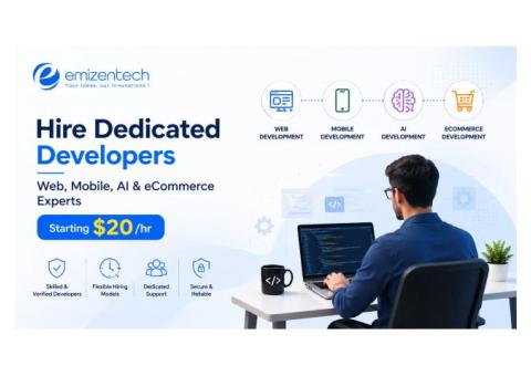 Hire Dedicated Developers – Web, Mobile, AI & eCommerce Experts | Starting $20/hr