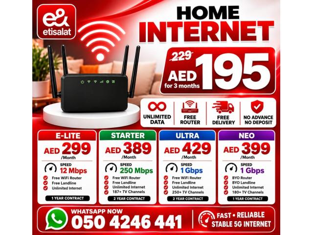 Etisalat home wireless 15% discount high speed internet