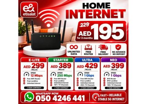 Etisalat home wireless 15% discount high speed internet