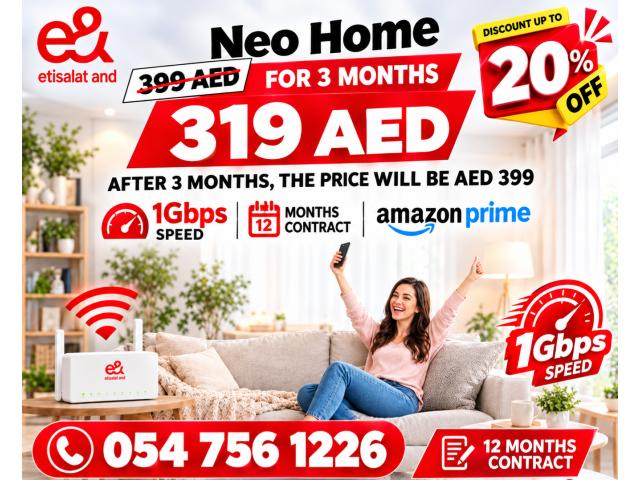Etisalat home wifi internet service 15% discount