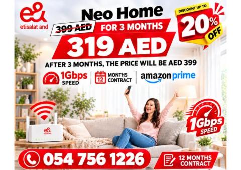 Etisalat home wifi internet service 15% discount