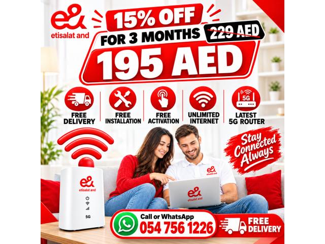Etisalat home wifi internet 15% discount for every customer
