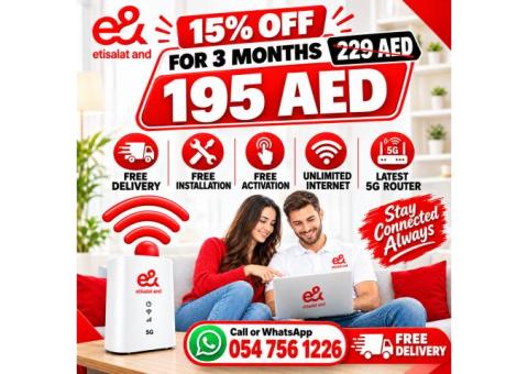 Etisalat home wifi internet 15% discount for every customer