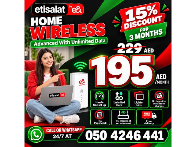 Etisalat home wireless 15% discount | Free delivery